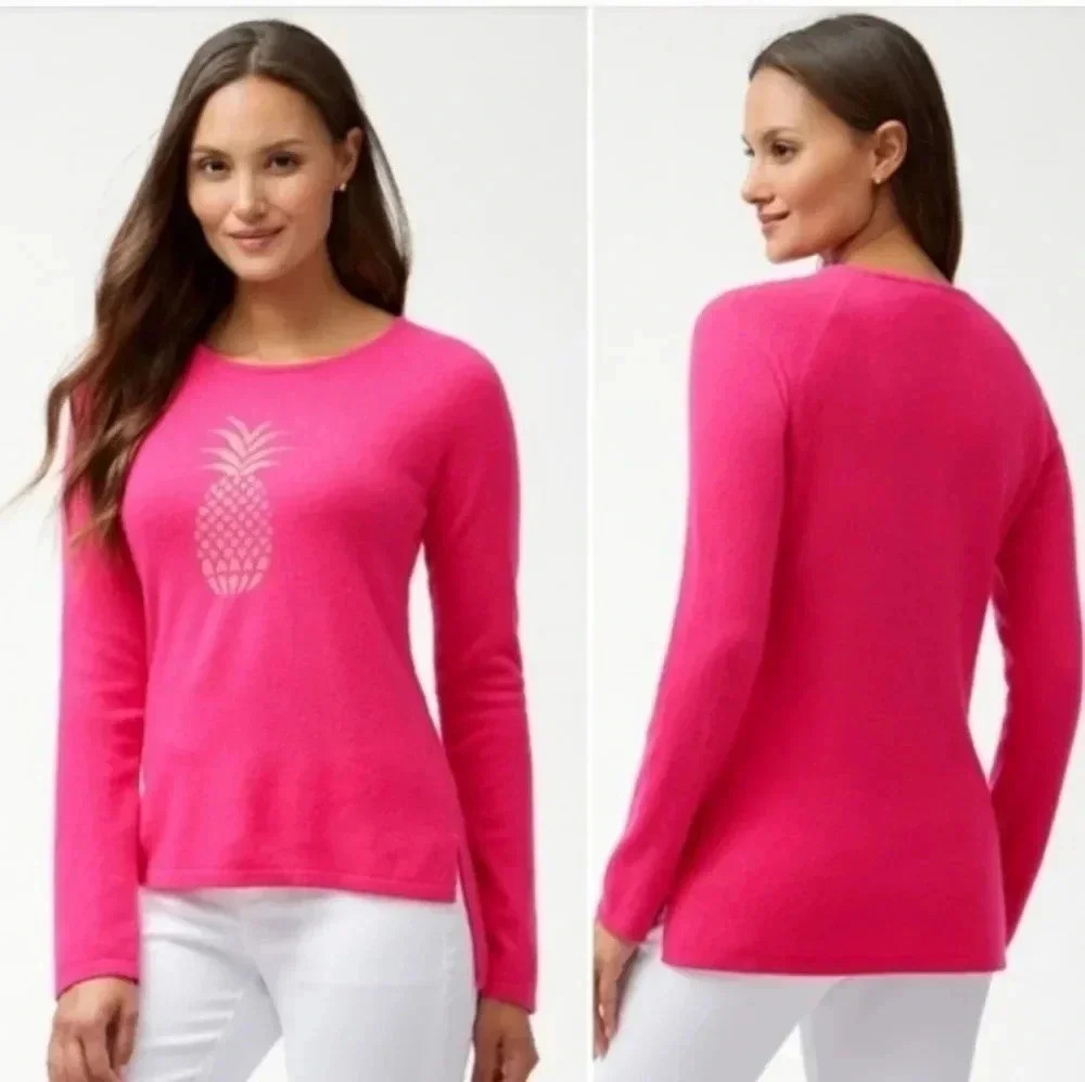 Tommy Bahama Serena Pineapple Intarsia Wool/Cashmere Blend Sweater(S)